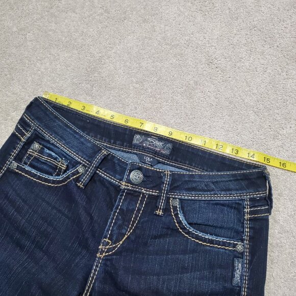 SILVER JEANS Lola Bootcut Jeans Stretch Mid-Rise Selvedge Blue Women's 28 X 32" - Picture 12 of 16